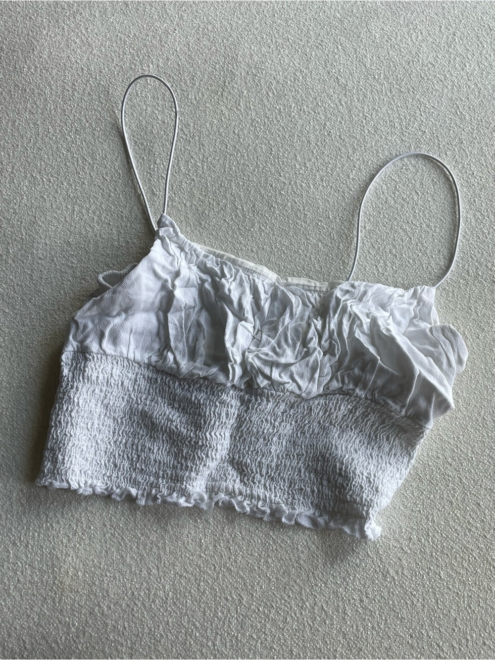 La Hearts White Smocked Ruffle Cami
